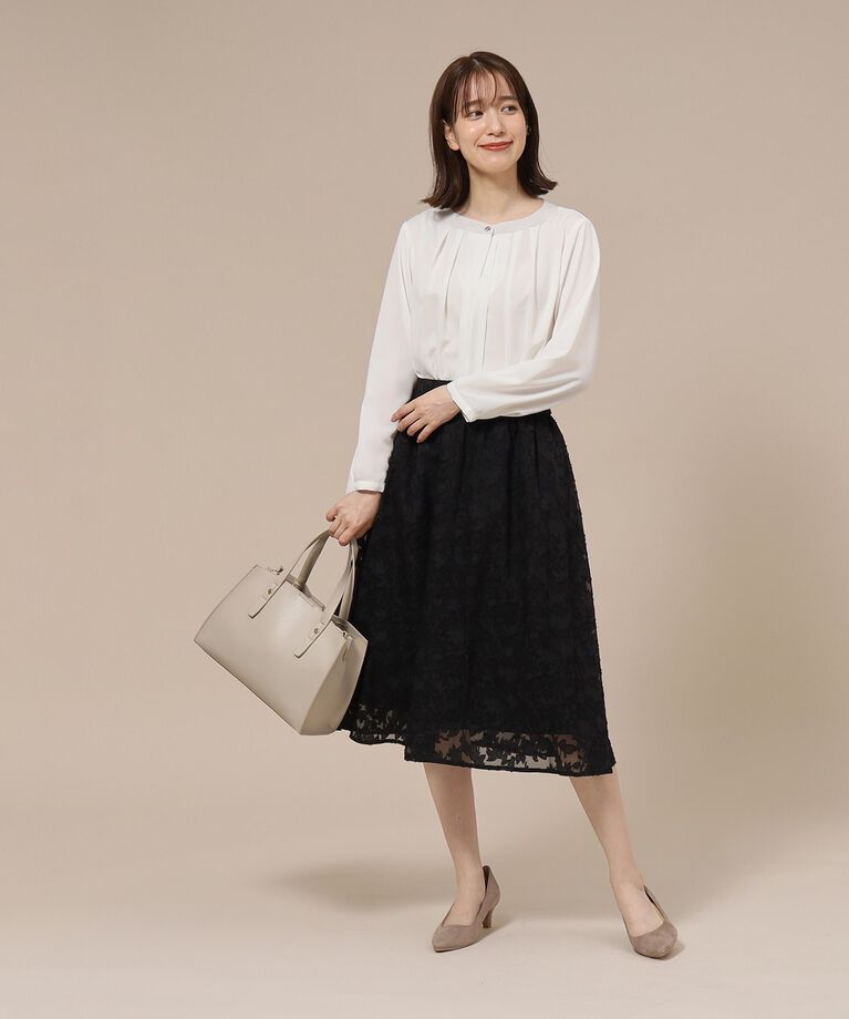 SHOO･LA･RUE「【通勤/デイリー/セレモニーにも】配色バンドカラー風ブラウス【CIRCRIC】」|シャツ・ブラウス|