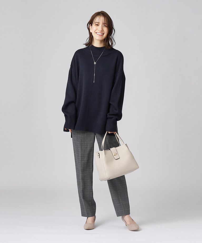 SHOO･LA･RUE「【洗える】ワイドシルエット スリット入り 前後差ハイネックニット」|ニット・セーター|