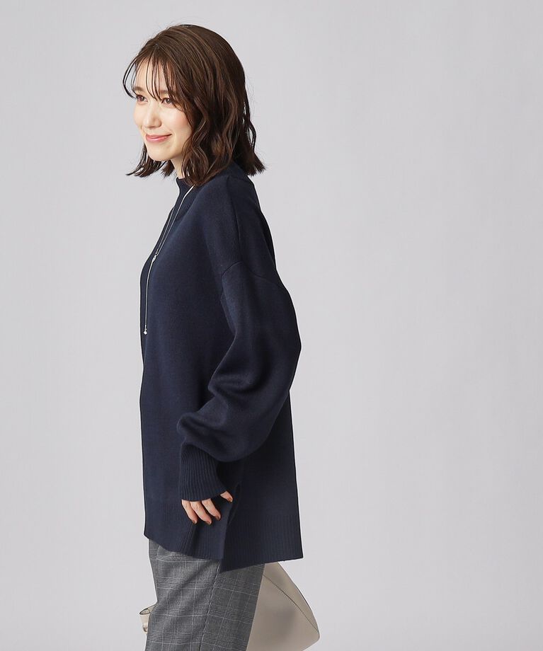 SHOO･LA･RUE「【洗える】ワイドシルエット スリット入り 前後差ハイネックニット」|ニット・セーター|