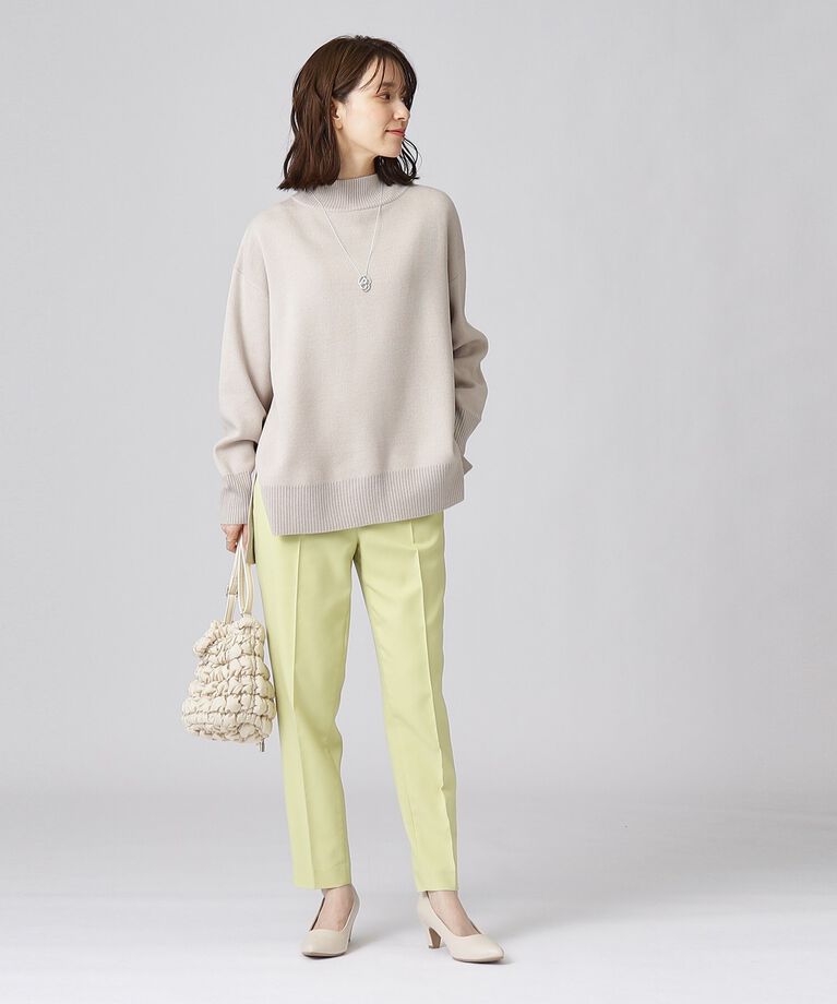 SHOO･LA･RUE「【洗える】ワイドシルエット スリット入り 前後差ハイネックニット」|ニット・セーター|