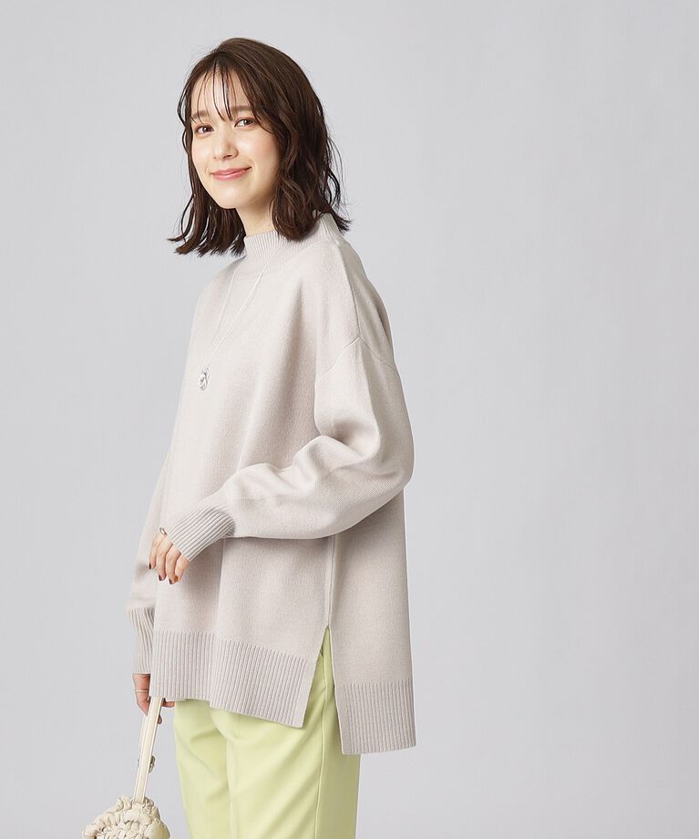 SHOO･LA･RUE「【洗える】ワイドシルエット スリット入り 前後差ハイネックニット」|ニット・セーター|