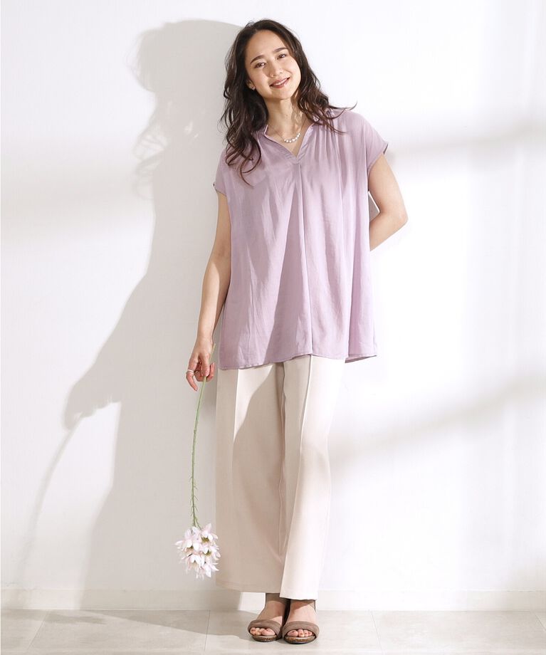 SHOO･LA･RUE「【無理せずキレイ】レーヨン麻スキッパーブラウス」|シャツ・ブラウス|