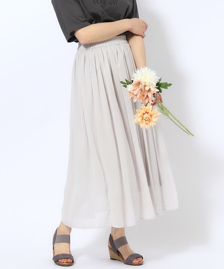 SHOO･LA･RUE「【歩くたび揺れる】上品な透け感カラーボイルスカート」|スカート|ライトグレー(011