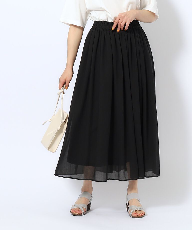 SHOO･LA･RUE「【歩くたび揺れる】上品な透け感カラーボイルスカート」|スカート|