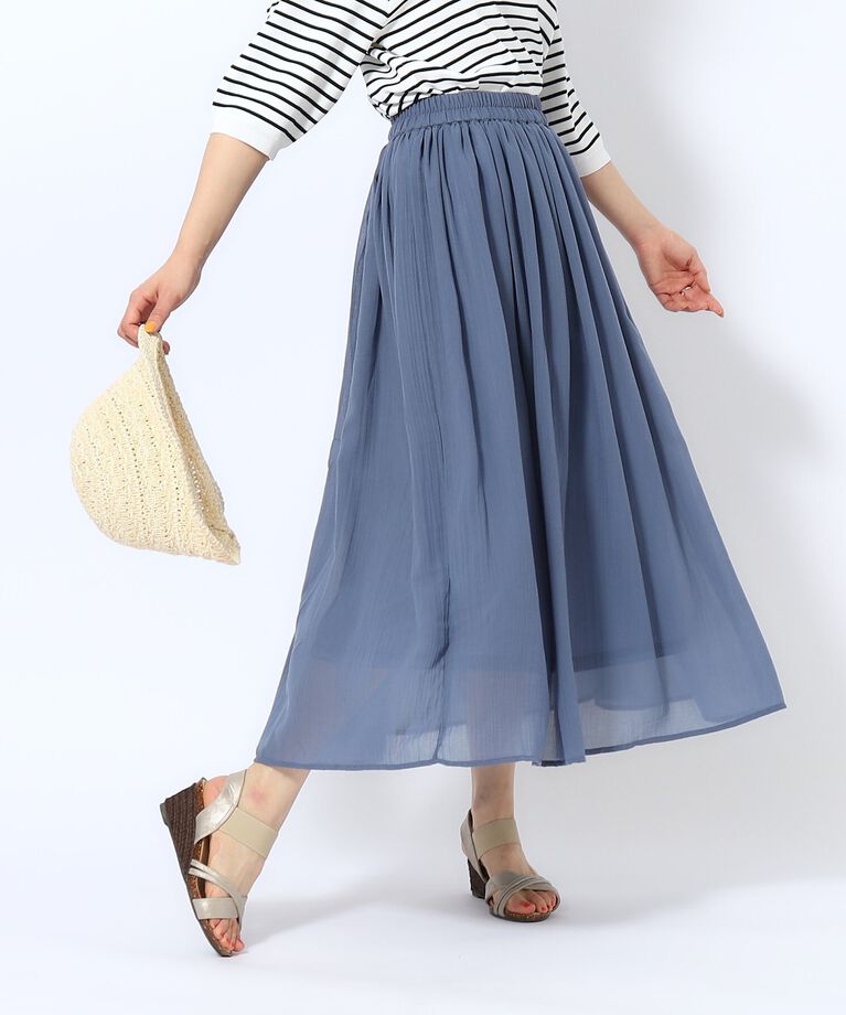 SHOO･LA･RUE「【歩くたび揺れる】上品な透け感カラーボイルスカート」|スカート|