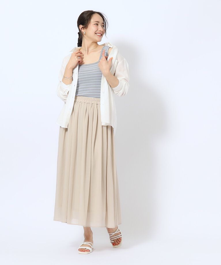 SHOO･LA･RUE「【歩くたび揺れる】上品な透け感カラーボイルスカート」|スカート|