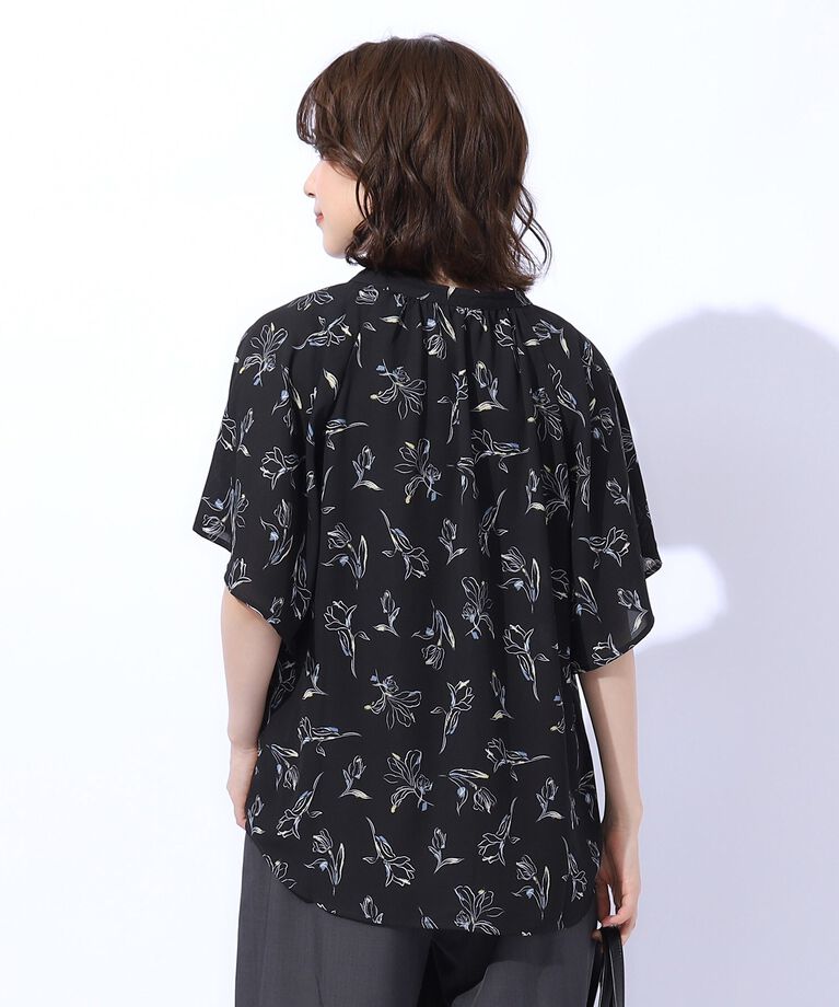 SHOO･LA･RUE「【高レビュー/洗える】シンプルコーデに彩りを プリント前あきブラウス」|シャツ・ブラウス|