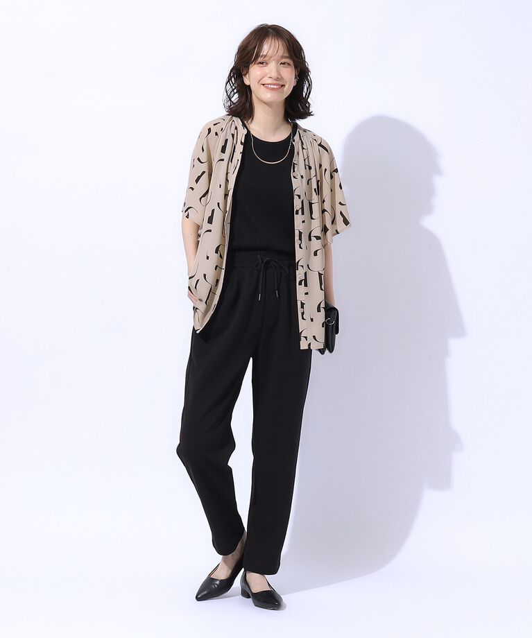 SHOO･LA･RUE「【高レビュー/洗える】シンプルコーデに彩りを プリント前あきブラウス」|シャツ・ブラウス|