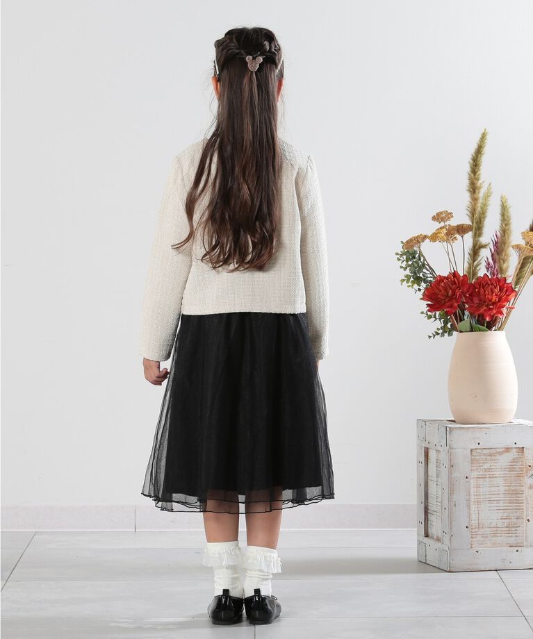 SHOO･LA･RUE「【100-140cm/プチセレ】ツイードジャケット」|ノーカラージャケット|