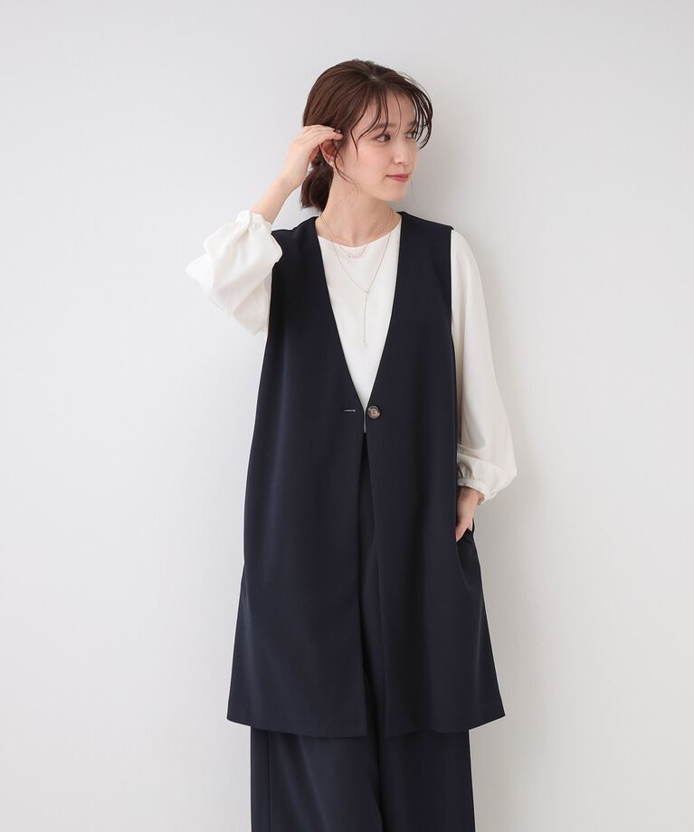 SHOO･LA･RUE「【洗える/S-3L/セットアップ可】セレモニーや通勤にも カットジョーゼット ジレ」|ベスト・ジレ|