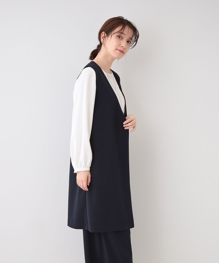 SHOO･LA･RUE「【洗える/S-3L/セットアップ可】セレモニーや通勤にも カットジョーゼット ジレ」|ベスト・ジレ|