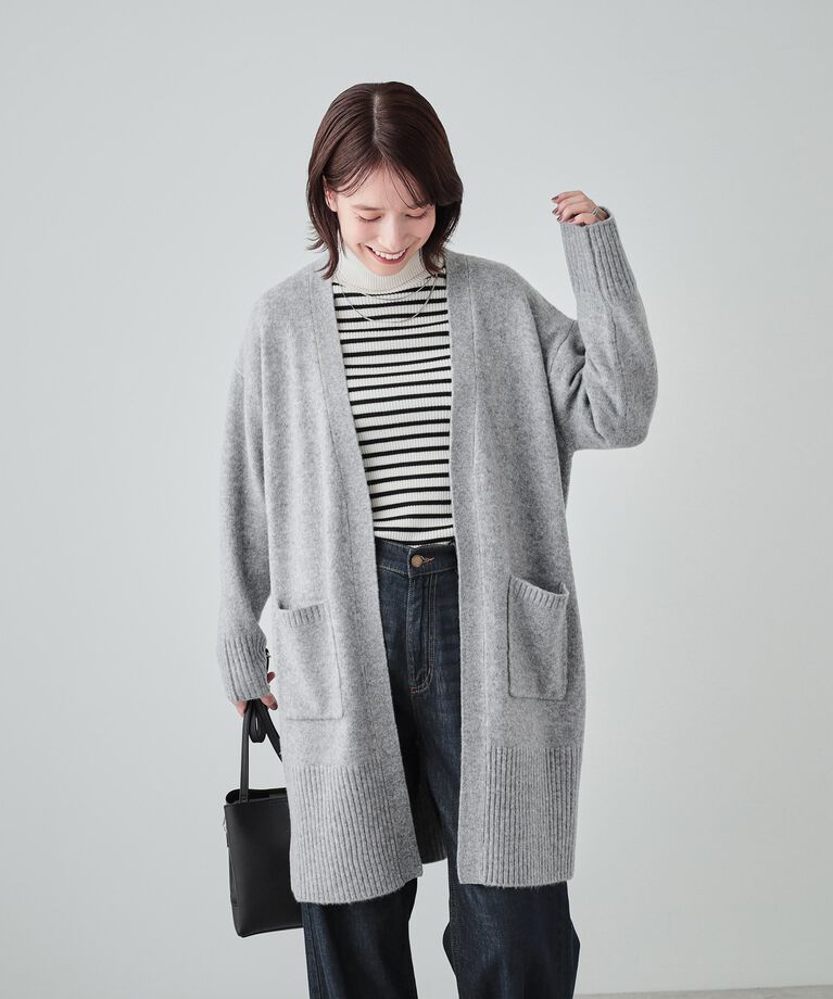 SHOO･LA･RUE「【S-LL】Iラインですっきり見え ふわふわトッパーカーディガン」|カーディガン|