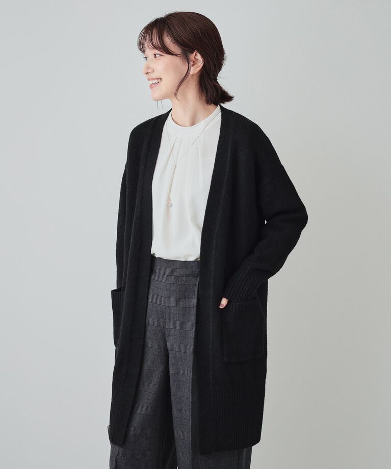 SHOO･LA･RUE「【S-LL】Iラインですっきり見え ふわふわトッパーカーディガン」|カーディガン|ﾌﾞﾗｯｸ(019)