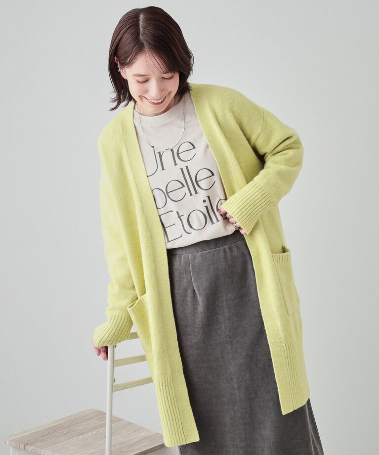 SHOO･LA･RUE「【S-LL】Iラインですっきり見え ふわふわトッパーカーディガン」|カーディガン|ｲｴﾛｰ(031)