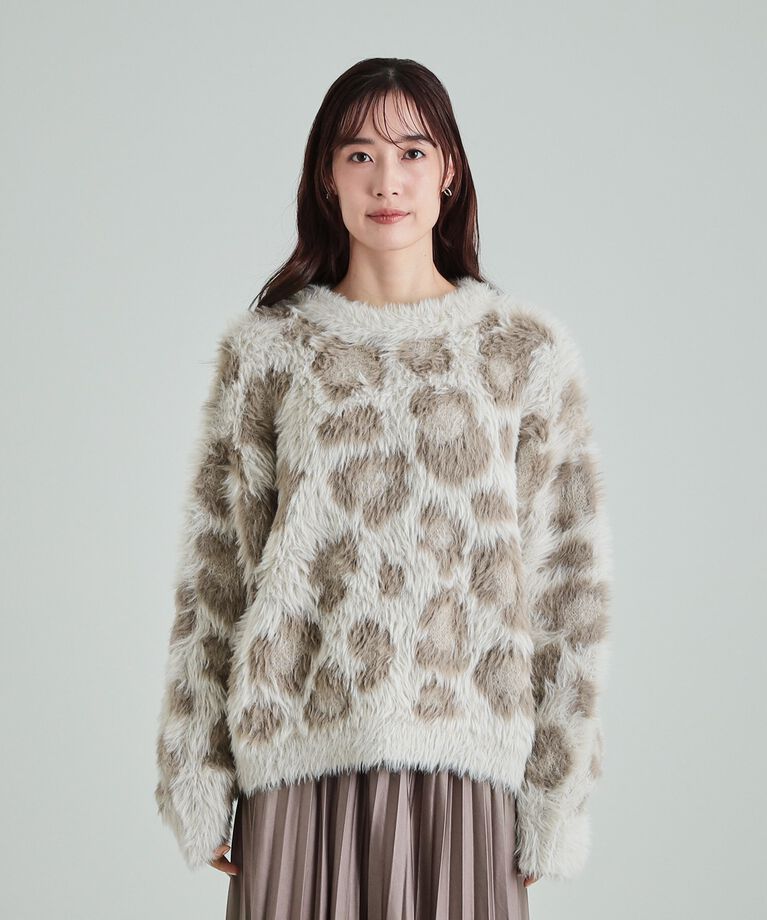 SHOO･LA･RUE「ふわふわレオパード柄フェザーニット」|ニット・セーター|