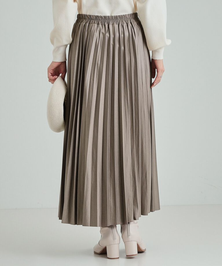 SHOO･LA･RUE「微光沢で華やか レザー調プリーツスカート」|スカート|