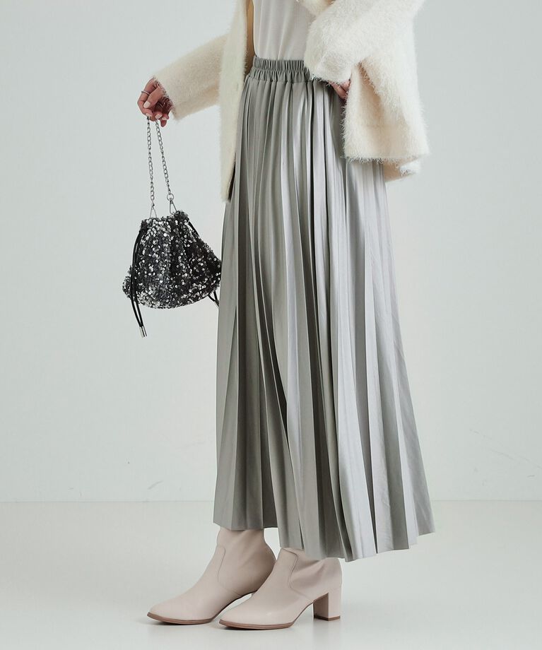 SHOO･LA･RUE「微光沢で華やか レザー調プリーツスカート」|スカート|