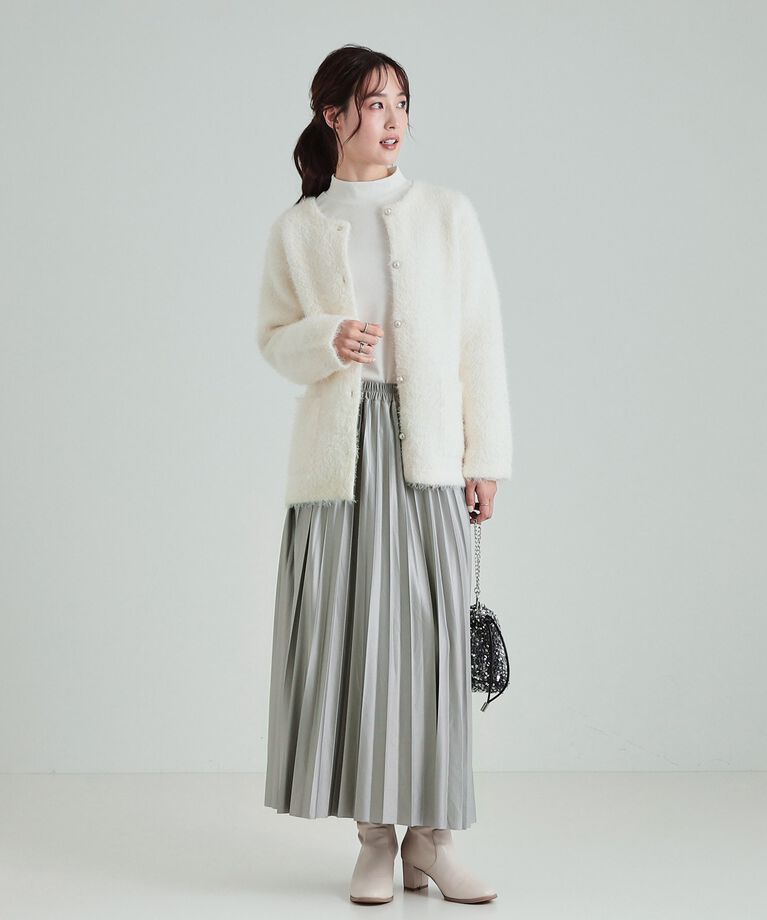 SHOO･LA･RUE「微光沢で華やか レザー調プリーツスカート」|スカート|