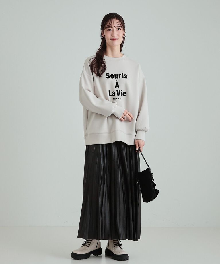 SHOO･LA･RUE「微光沢で華やか レザー調プリーツスカート」|スカート|
