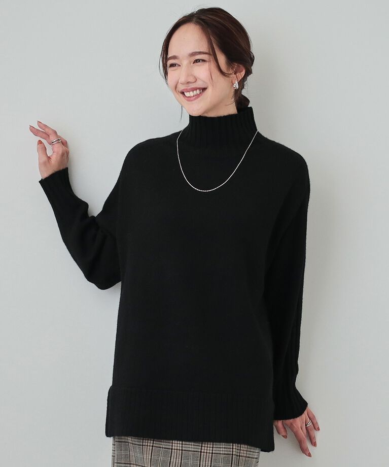 SHOO･LA･RUE「【S-LL/体型カバー】上品さを兼ね備えた ふわふわゆるハイネックニット」|ニット・セーター|ﾌﾞﾗｯｸ(019)