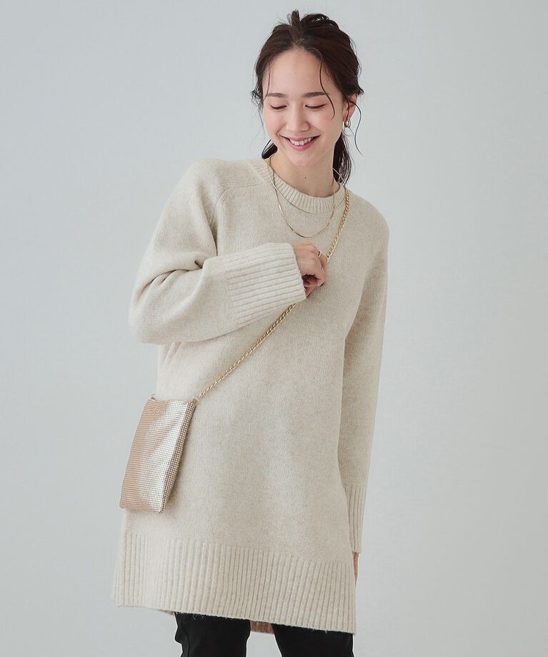 SHOO･LA･RUE「【S-LL/体型カバー】ふんわりあたたかい ニットチュニック」|ニット・セーター|ライトベージュ(05