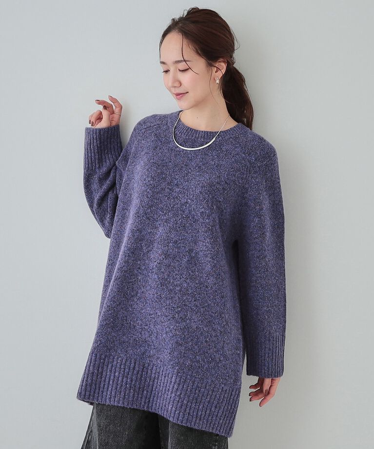 SHOO･LA･RUE「【S-LL/体型カバー】ふんわりあたたかい ニットチュニック」|ニット・セーター|パープル(083)