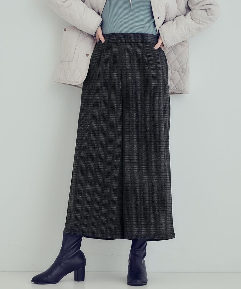SHOO･LA･RUE「【S-LL】あったか裏起毛クロップドワイドパンツ」|その他|ﾁｬｺｰﾙｸﾞﾚｰ(214)