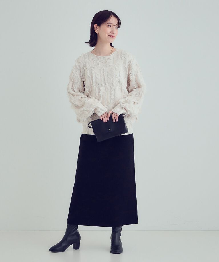 SHOO･LA･RUE「【S-LL】一枚で主役級。フリンジが目を惹くゆるニット」|ニット・セーター|