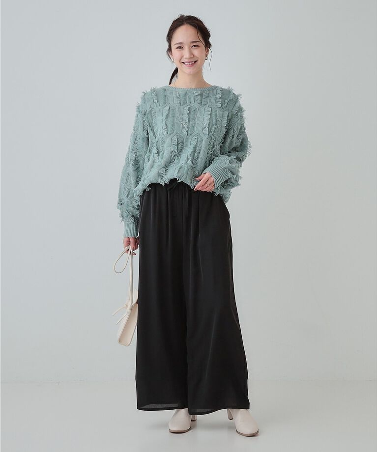 SHOO･LA･RUE「【S-LL】一枚で主役級。フリンジが目を惹くゆるニット」|ニット・セーター|