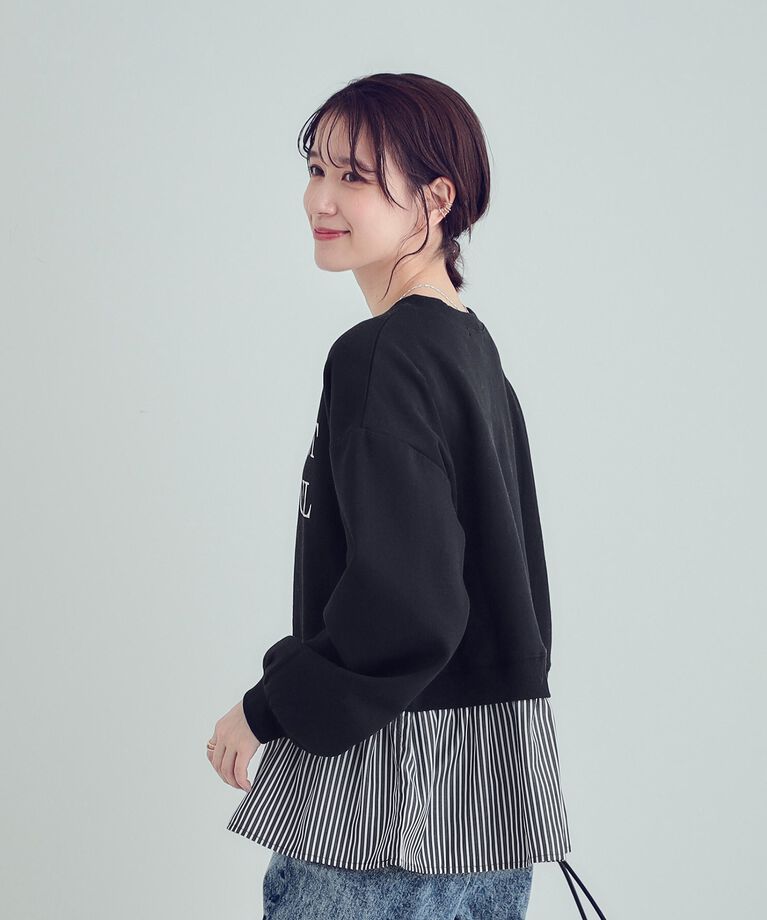 SHOO･LA･RUE「【あったか】裾レイヤード風裏起毛スウェット」|パーカー|