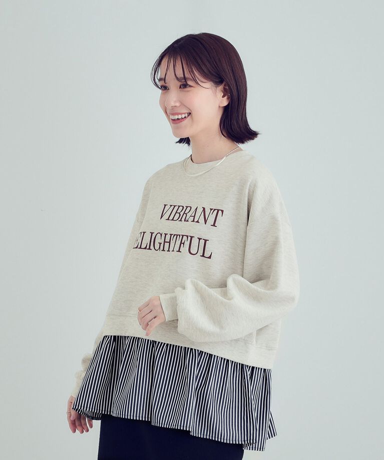 SHOO･LA･RUE「【あったか】裾レイヤード風裏起毛スウェット」|パーカー|