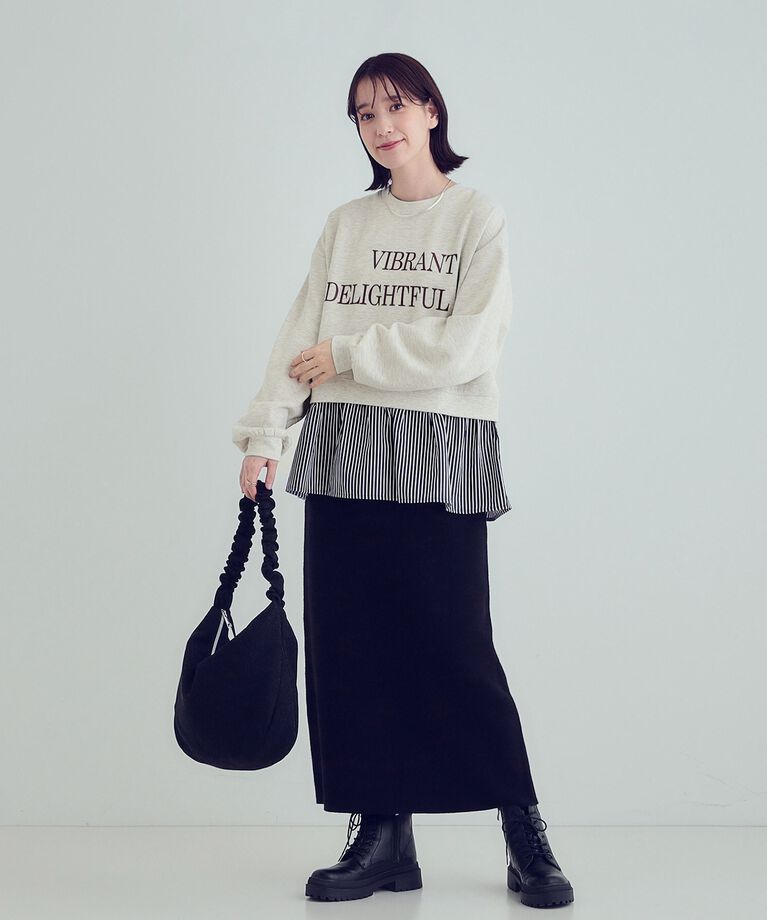 SHOO･LA･RUE「【あったか】裾レイヤード風裏起毛スウェット」|パーカー|