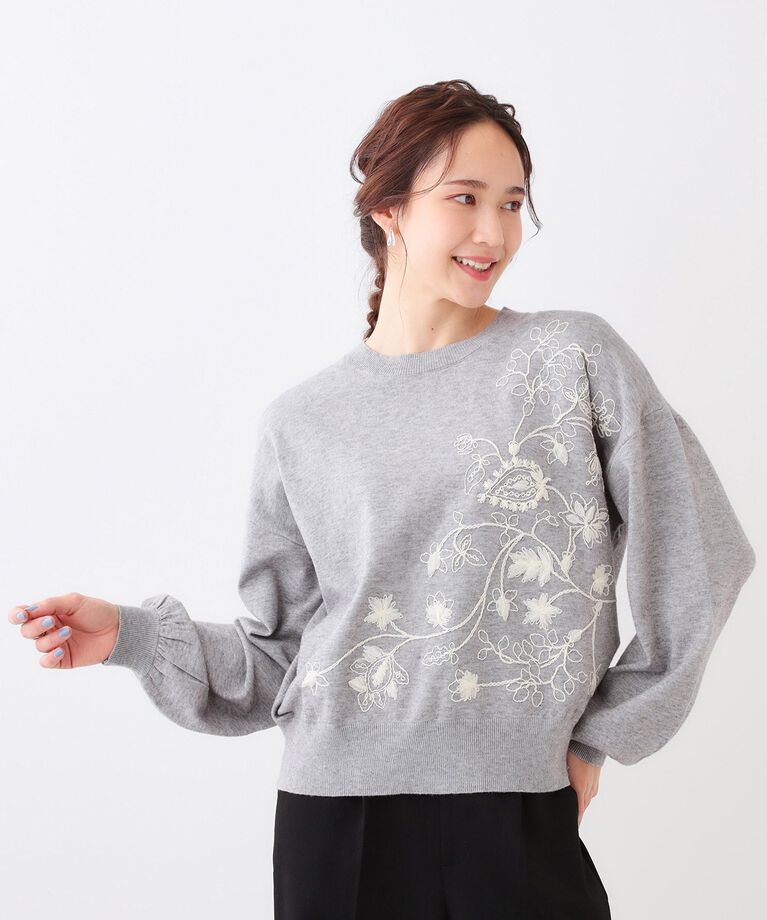SHOO･LA･RUE「【S-LL】大人のエレガントな着こなしに ラメ刺繍ニット」|ニット・セーター|