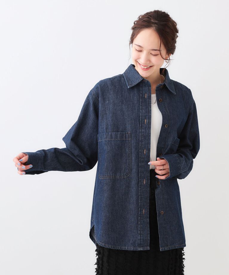SHOO･LA･RUE「【洗える/S-LL】BIGポケット オーバーサイズデニムシャツ」|シャツ・ブラウス|