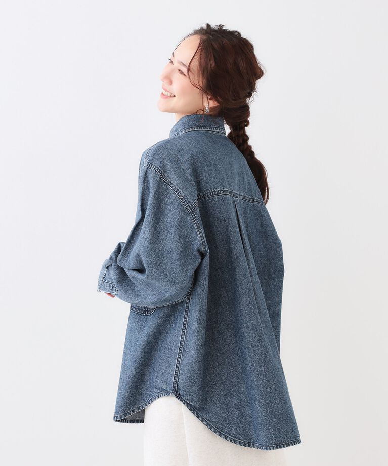 SHOO･LA･RUE「【洗える/S-LL】BIGポケット オーバーサイズデニムシャツ」|シャツ・ブラウス|