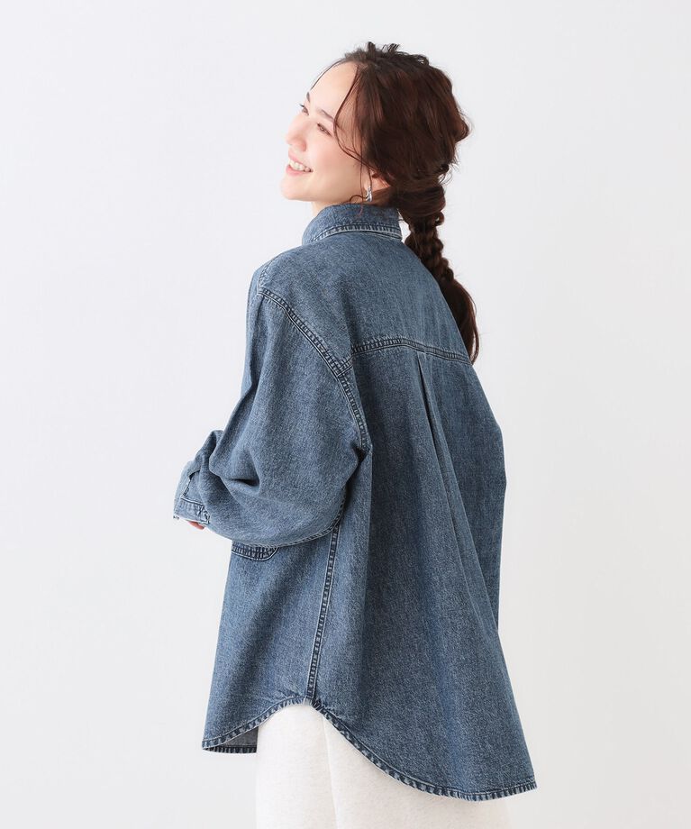 SHOO･LA･RUE「【洗える/S-LL】BIGポケット オーバーサイズデニムシャツ」|シャツ・ブラウス|