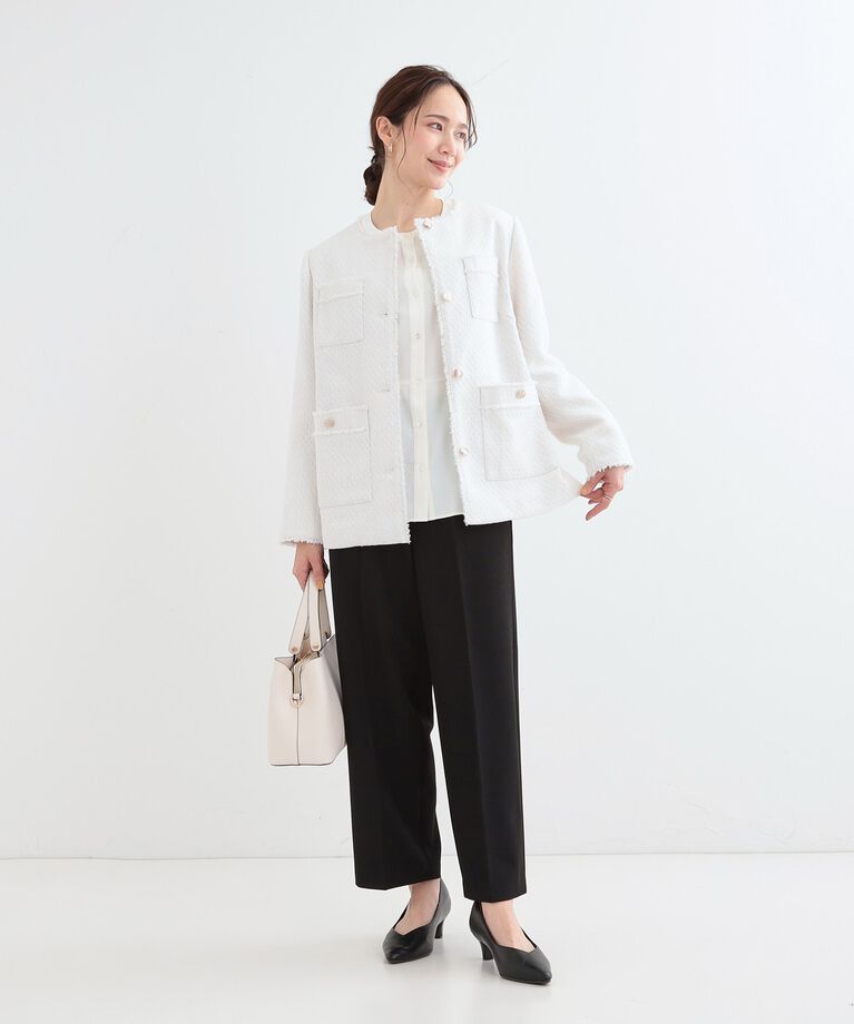 SHOO･LA･RUE「【洗える/S-LL】脚のラインを拾いにくい センタープレス タックワイドパンツ」|その他|