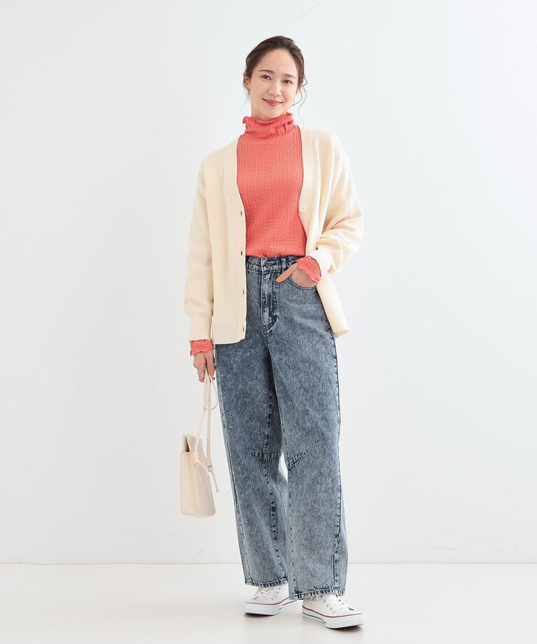 SHOO･LA･RUE「【洗える/S-LL】レイヤードスタイルに ふくれシャーリングネックインナー」|Tシャツ・カットソー|