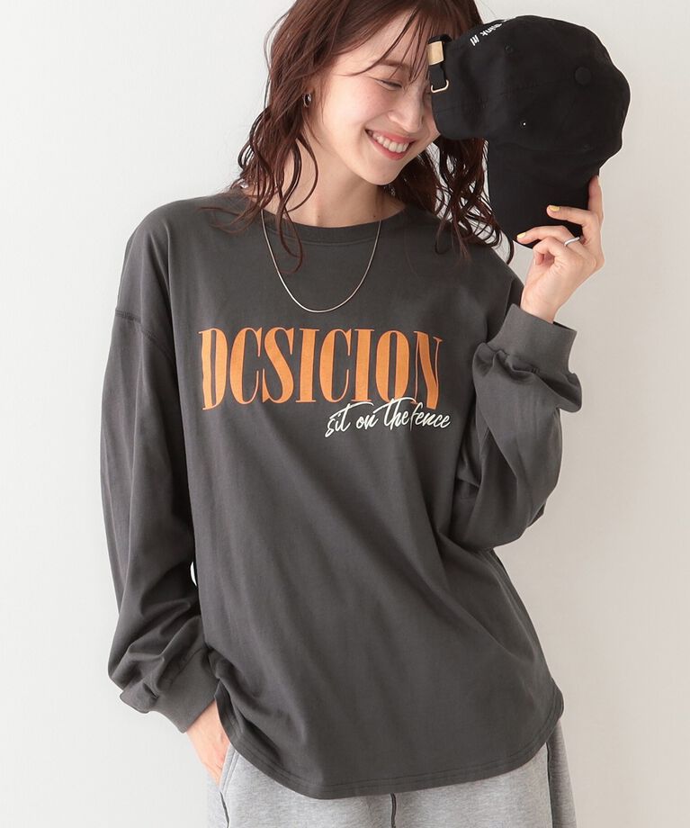 SHOO･LA･RUE「【洗える】1枚でもレイヤードでも 選べる5柄 BIGロンT」|Tシャツ・カットソー|チャコールグレー(2