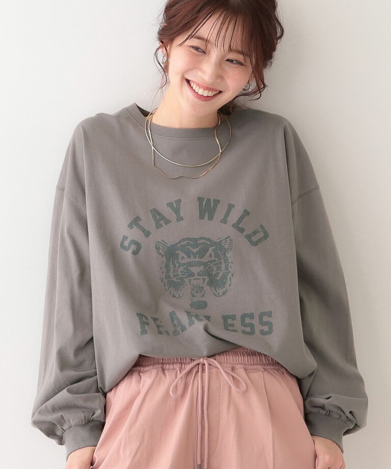 SHOO･LA･RUE「【洗える】1枚でもレイヤードでも 選べる5柄 BIGロンT」|Tシャツ・カットソー|チャコールグレー(3