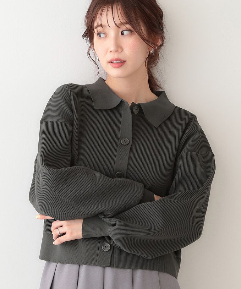 SHOO･LA･RUE「着こなしいろいろ 襟付きスポンディッシュニットカーディガン」|カーディガン|チャコールグレー(0