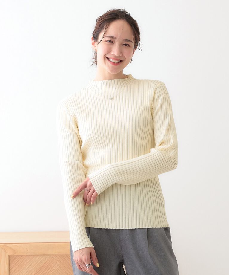 SHOO･LA･RUE「【洗える/S-LL】一枚でもインナーでも プチハイネック リブニット」|ニット・セーター|