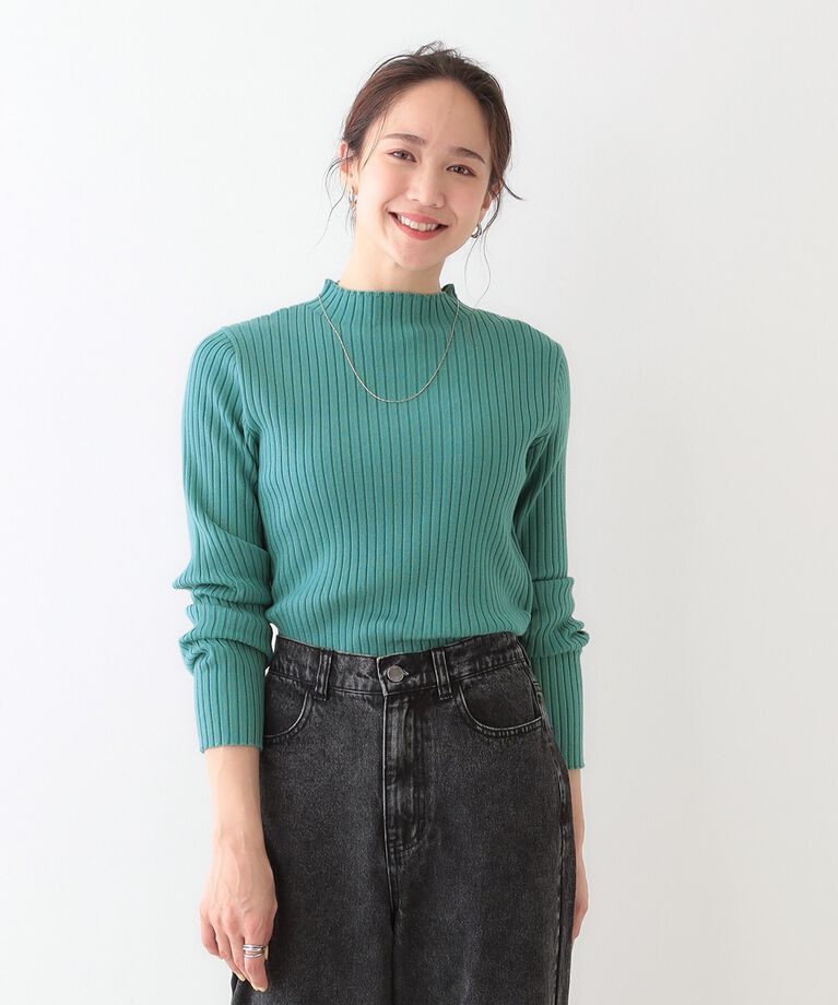 SHOO･LA･RUE「【洗える/S-LL】一枚でもインナーでも プチハイネック リブニット」|ニット・セーター|