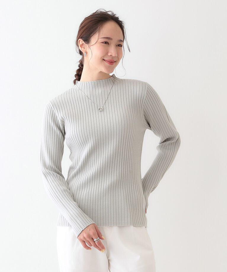 SHOO･LA･RUE「【洗える/S-LL】一枚でもインナーでも プチハイネック リブニット」|ニット・セーター|