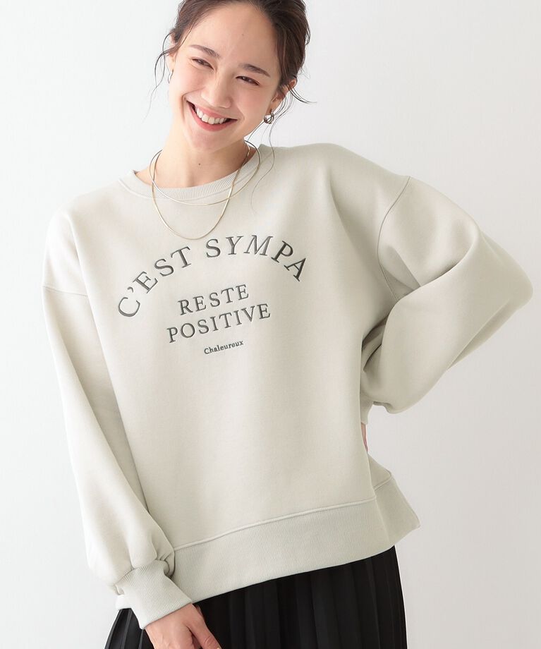 SHOO･LA･RUE「【S-LL】ロゴ刺繍で大人っぽく 裏起毛トップス」|Tシャツ・カットソー|ﾗｲﾄﾍﾞｰｼﾞｭ(051)