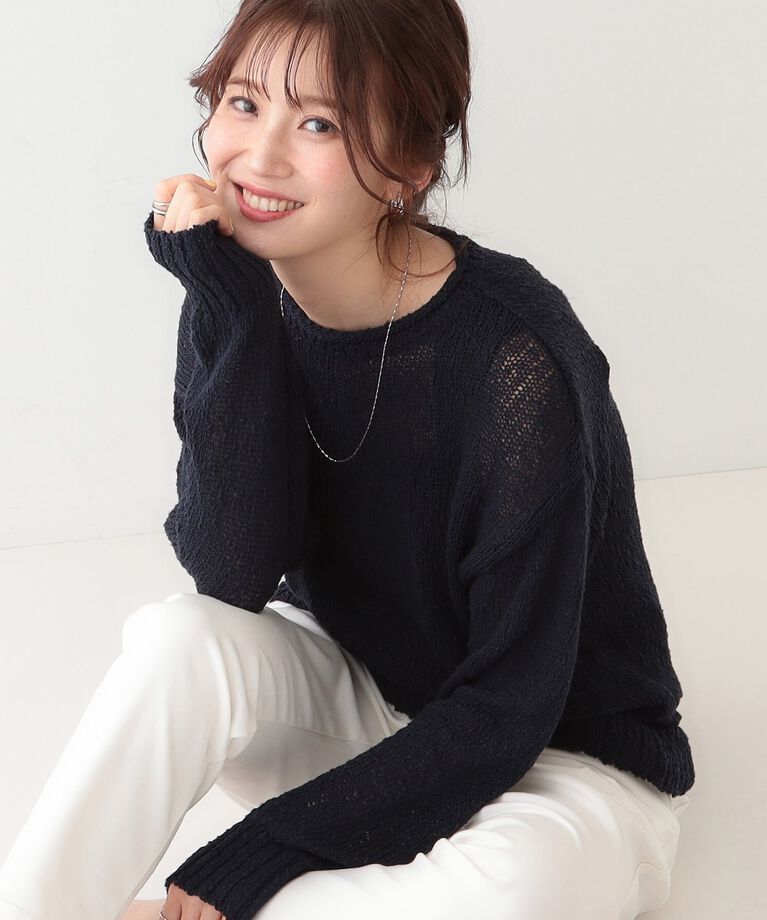 SHOO･LA･RUE「さりげない凹凸感で表情豊か。ロールネックニット」|ニット・セーター|ネイビー(094)