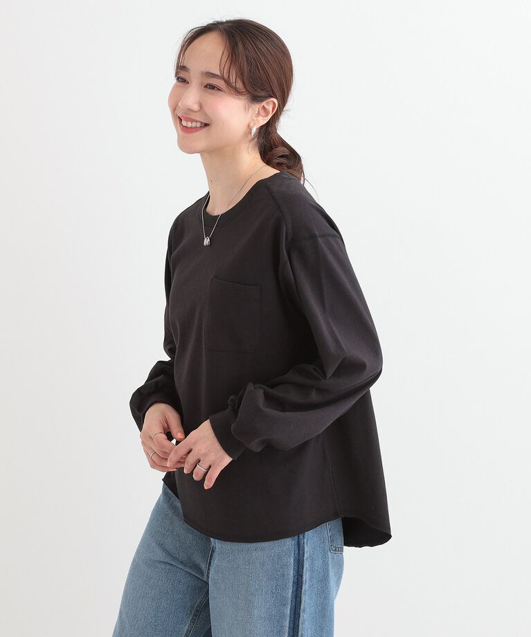 SHOO･LA･RUE「【洗える/S-LL】一枚でもレイヤードでも ラウンドヘムポケット付きロンT」|Tシャツ・カットソー|