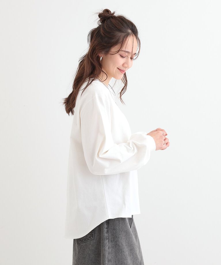 SHOO･LA･RUE「【洗える/S-LL】一枚でもレイヤードでも ラウンドヘムポケット付きロンT」|Tシャツ・カットソー|