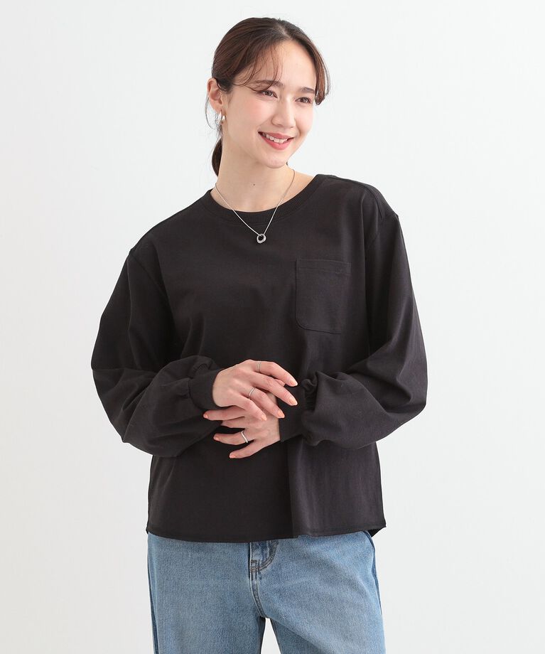 SHOO･LA･RUE「【洗える/S-LL】一枚でもレイヤードでも ラウンドヘムポケット付きロンT」|Tシャツ・カットソー|