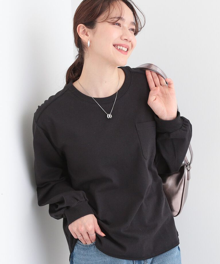 SHOO･LA･RUE「【洗える/S-LL】一枚でもレイヤードでも ラウンドヘムポケット付きロンT」|Tシャツ・カットソー|ブラック(019)